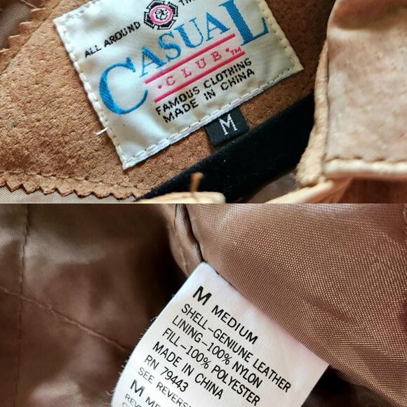 Vintage 1980s Brown Suede Aviator Bomber: 80s Leather Flight Jacket, Medium - Picture 7 of 8